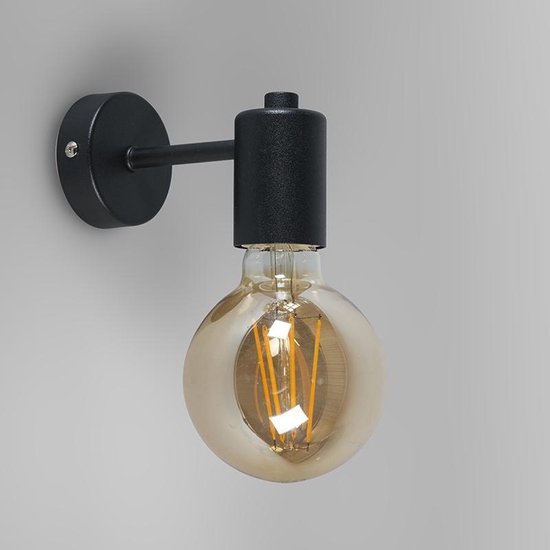 QAZQA facil - Design Wandlamp voor binnen - 1 lichts - D 130 mm - Zwart -  Woonkamer |... | bol.com