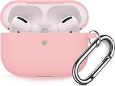 Apple AirPods Pro Soft Silicone Hoesje Met sleutelhanger - Roze