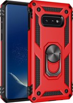 Samsung Galaxy S10e Armor Hoesje Ringhouder TPU - Rood