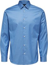 Selected Homme Heren Overhemd Fine Twill Oceaan Blauw Slim Fit - L