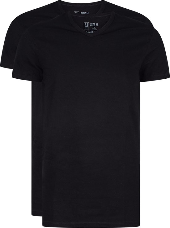 RJ Bodywear Everyday - Gouda - 2-pack - T-shirt V-hals smal - zwart -  Maat S