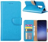 Samsung Galaxy S9 Plus Telefoon Hoesje met pasjeshouder TPU Lederen Hoesje Turquoise - van Bixb