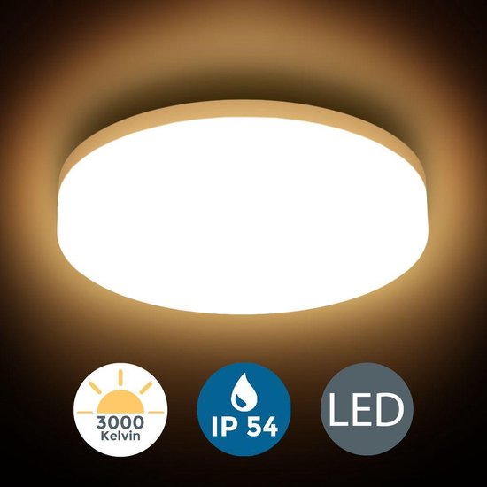 B.K.Licht - LED Badkamerverlichting - plafondlamp - witte badkamerlamp -  IP54 - ronde... | bol.com
