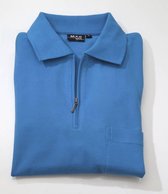 Poloshirt heren met ritssluiting azuurblauw maat M