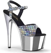 Pleaser Sandaal met enkelband -35 Shoes- ADORE-709MSC Zilverkleurig