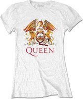 Queen Dames Tshirt -M- Classic Crest Wit