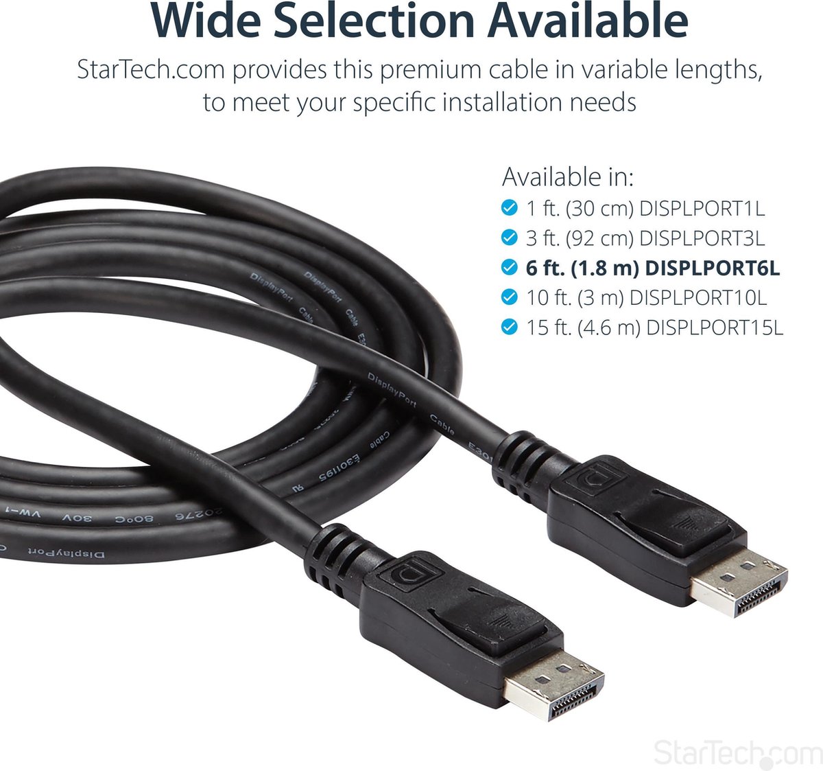 DisplayPort 1.2 kabel met sluitingen gecertificeerd, 1,8 m | bol.com