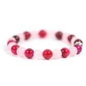 Dames armband agaat rose-rood edelsteen 6mm - 17,5 cm Heaven Eleven