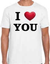 I love you valentijn t-shirt wit voor heren L