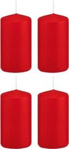 4x Rode cilinderkaarsen/stompkaarsen 5 x 10 cm 23 branduren
