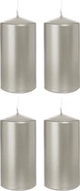 4x bougies cylindriques en argent / bougies piliers 6 x 12 cm 40 heures de combustion - Bougies argentées inodores - Décorations pour la maison