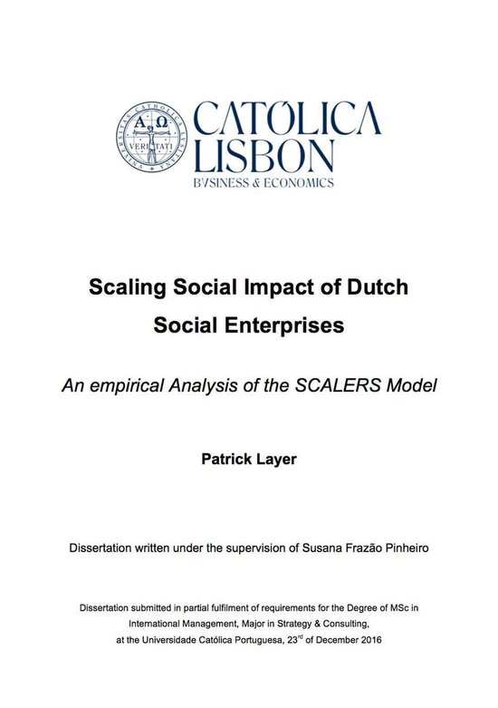 Scaling Social Impact of Dutch Social Enterprises - An empir ... - cover
