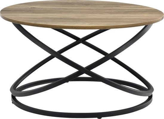 fr.casa] Table basse ronde 46 x 79 cm bois et noir | bol