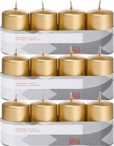 12x Gouden cilinderkaarsen/stompkaarsen 5 x 8 cm 18 branduren - Geurloze goudkleurige kaarsen - Woondecoraties