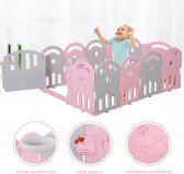 Grondbox -Playpen - Kruipbox - Kinderen en Peuters - 162 x 84 x 63 Cm - Roze/Grijs