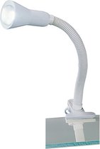 LED Klemlamp - Trion Fexy - E14 Fitting - Glans Wit - Kunststof