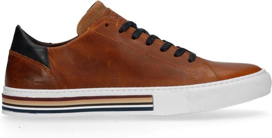 Manfield - Heren - Cognac leren sneakers - Maat 45 | bol.com