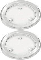2x Ronde kaarsenhouders/kaars onderzetters van glas 14 cm - Glazen kaarsenhouders voor stompkaarsen tot 10 cm doorsnede - Woondecoraties
