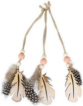 Decoratiehangers - Wooden Feather Hanger 25x8x0.5cm 3pc Mixed