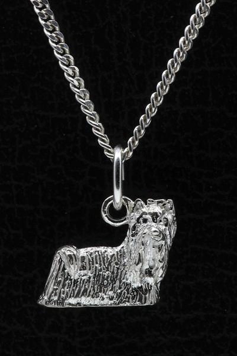 Zilveren Yorkshire terrier - omkijk ketting hanger - klein