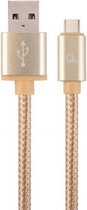 Micro-USB kabel katoen, 1.8 meter goud, Blister