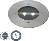 QAZQA tiny - Moderne LED Grondspot - 1 lichts - Ø 140 mm - Staal - Buitenverlichting