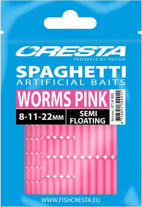 Cresta Spaghetti Worms (8-11-22mm) Semi Floating - Kleur : Worms Pink — afbeelding 4