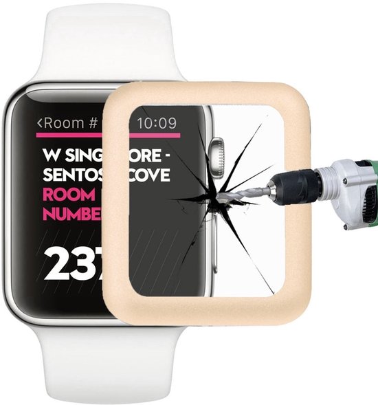 Protecteur d'écran en Tempered Glass 3D à couverture complète de 38 mm pour Apple Watch / iWatch 2 bord doré