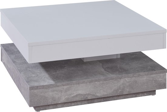 Apollo Salontafel Andy, vierkant, hout, tafelblad draaibaar 360, wit