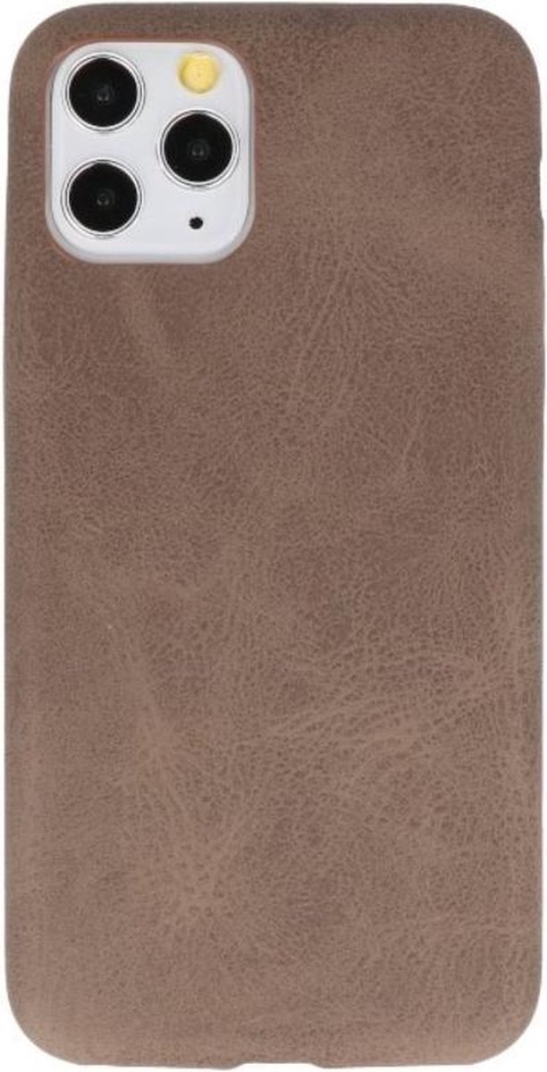 Leder Design Back Cover voor iPhone 11 Pro Donker Bruin