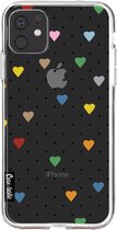 Casetastic Apple iPhone 11 Hoesje - Softcover Hoesje met Design - Pin Point Hearts Transparent Print