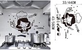 3D Sticker Decoratie Keuken Muurstickers Chef De Cuisine Verwijderbare muurstickers Vinyl Wall Art Cuisine Home Decor Vinyl Decal voor hotel en gezin - Chef3 / Small