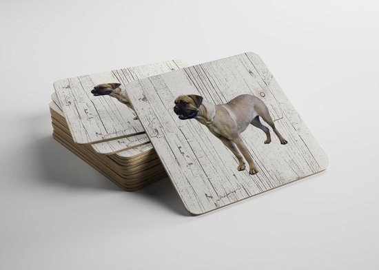Bullmastiff chien | Sous-verres en bois 6 pièces