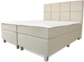 Boxspring Florence - Vaste luxe box - Pocketvering matras + Topper - 140 x 210 - 8 vakken - Beige - Vierkante poten