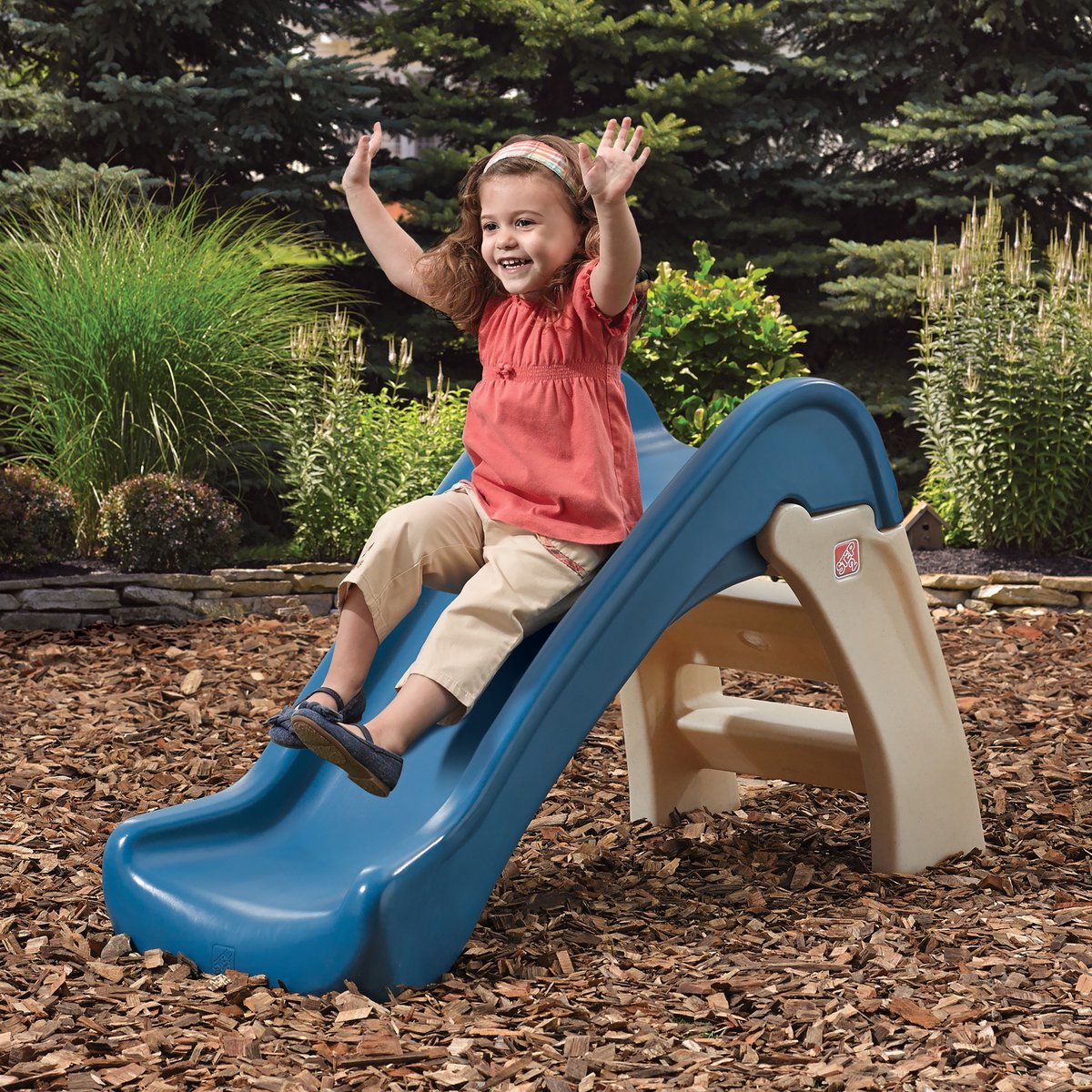 Step2 Play & Fold Jr. Glijbaan in blauw - Opvouwbare glijbaan voor peuter / kind van 1,5 tot 4 jaar - Plastic kinderglijbaan voor de tuin / buiten — afbeelding 12