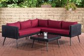 Clp Molde Hoeklounge - 5mm rond Polyrattan Zwart - Robijnrood - 40 cm (donkergrijs)