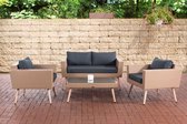 Clp Kiruna Loungeset - 1,25 mm vlak polyrattan - zand - 45 cm (lichtbruin) grijs