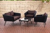 Clp Skara Loungeset - 5mm rond Polyrotan zwart - terrabruin 40 cm (donkergrijs)