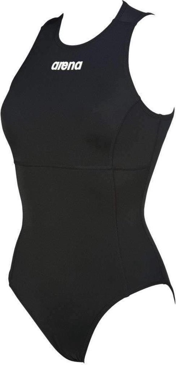 Dames Solid Waterpolo One Piece Zwart - Wit