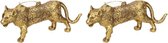 2x Kersthangers figuurtjes gouden luipaard 12,5 cm - Dieren thema kerstboomhangers