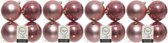 16x Oud roze kunststof kerstballen 10 cm - Mat/glans - Onbreekbare plastic kerstballen - Kerstboomversiering oud roze