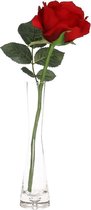 Valentijnscadeau rode roos 30 cm in smalle vaas