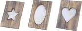 Woonaccessoires - Wooden Photo Frame 12x0.9x15.7cm 3pc Brown Burned