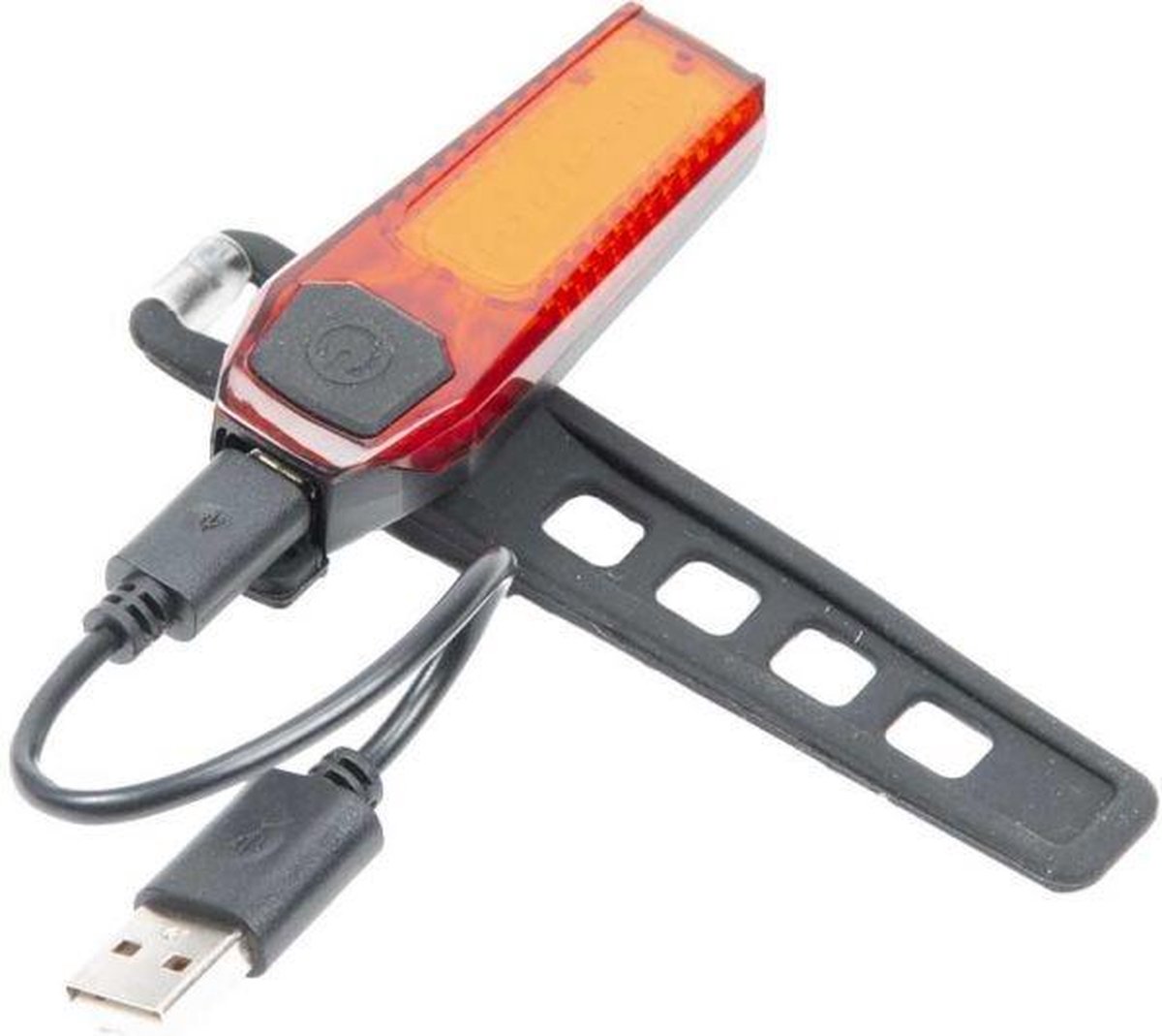 Robuuste oplaadbare LED fietsverlichting met grote lichtopbrengst - rood - inclusief micro USB kabel