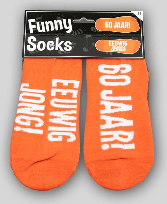 Sokken - Funny socks - 60 jaar! Eeuwig jong! - In cadeauverpakking met  gekleurd lint | bol.com