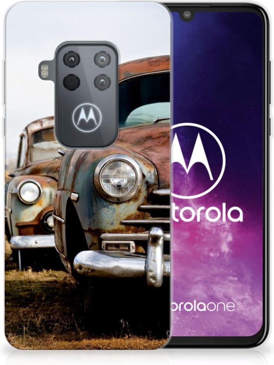 Motorola One Zoom Siliconen Hoesje met foto Vintage Auto
