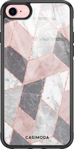 iPhone 8/7 hoesje glass - Stone grid marmer | Apple iPhone 8 case | Hardcase backcover zwart