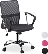 Relaxdays bureaustoel ergonomisch - computerstoel netstof - tot 120 kg - burostoel - grijs