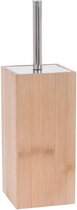 Bamboe houten toiletborstel houder 34 cm - Toiletborstelhouders/wc-borstelhouders voor toilet - Schoonmaakproducten