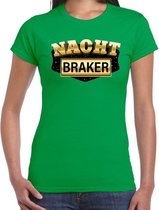 Nachtbraker fun/tekst t-shirt groen voor dames XS